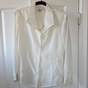 Carry Back White Blouse with Embroidered Details